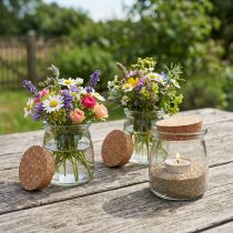 Artikel Glasdekoration med Kork Vintage Klar Natur Ø7cm H8cm 6 st