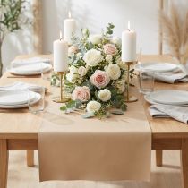 Artikel Bordslöpare i konstläder beige dekorativt tyg läder 33cm×1,35m