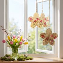Artikel Dekorativa hängande träblommor Vår Naturrosa 16cm 3st