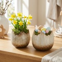 Artikel Blomkruka Keramik Egg Broken Cream Brown Ø11,5cm 2 st