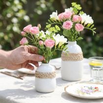Artikel Blomvas vit keramik sjögräs bordsvas H10,5 cm 2 st