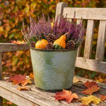 Artikel Planter, metallkruka med lönnlöv, höstdekoration grön Ø25,5cm H22cm