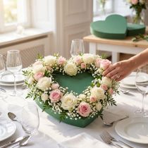 Artikel Romantiskt blommigt skumhjärta 30 cm blommigt skum grönt 2 stycken