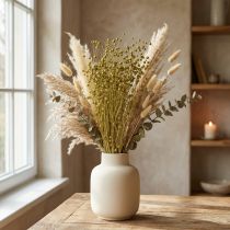 Artikel Dekorativa linfrö torkade blommor olivgröna 50g