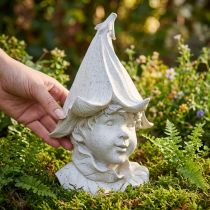 Artikel Dekorativ gnomhuvudfigur för snygga trädgårds- och vardagsrumsdetaljer, grå, 30 cm