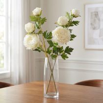 Artikel Konstgjorda pioner med 3 blommor Vit kräm 81cm 2st