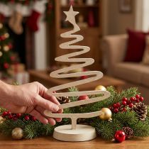 Artikel Mini julgransdekoration i metall, leroptik, beige, H30cm