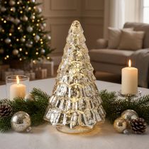 Artikel Minijulgran med LED-ljus, silver och guld, 28 cm
