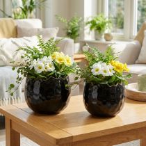 Artikel Blomkruka Keramik Ägg Svart Växtkruka Svart Ø12cm 2st