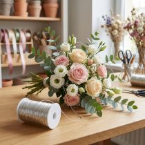 Artikel Dekorativ emaljtråd, silver, Ø0,50 mm, 50 m, för blomsterhandel och hantverk