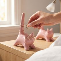 Artikel Dekorativ kattfigur, idealisk dekoration för sovrum och badrum, 14 cm, 2 delar