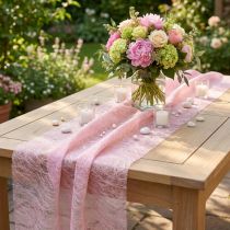 Artikel Deco bordslöpare i fleece Sizoweb rosa 30cm 25m