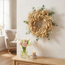 Artikel Torr blomkrans blekt dekorativ krans kräm Ø25cm