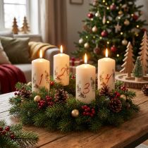 Artikel Adventskransljusset 1-4 krämfärgade julmotiv RAL-kvalitet Tillverkad i Tyskland 130/70mm 4 st