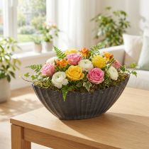 Artikel Växtskål med spår, planteringsbåt, antracit, 24 cm