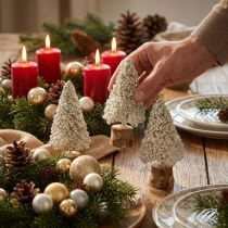 Artikel Mini julgransbordsdekoration champagnevit H8cm 12 st