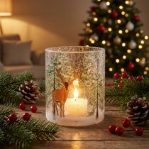 Artikel Värmeljushållare glas Julsprakande värmeljusglas H13cm