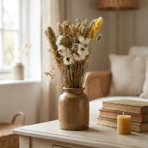 Artikel Torkad blombukett halmblommor Phalaris vit gul 30cm