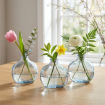 Artikel Liten glasvas klar modern minivas glas blå 11×6×10 cm 3 st