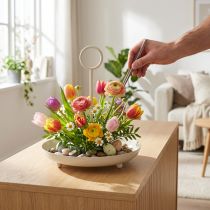 Artikel Dekorativ metallskål med handtag för modern vardagsrumsdesign och bordsdekoration 31 cm