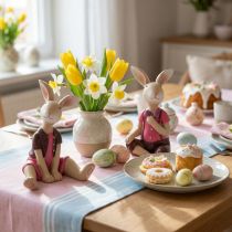Artikel Påskharefigurer, söt bordsdekoration för påsk och vår, 9 cm, 4 delar