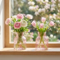 Artikel Glasvas, retro, rosatonad, Ø11 cm, H14,5 cm, 2 stycken