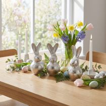 Artikel Dekorativ kaninsilver – Modern påskfigur av metall för snygg vårdekoration 11cm 3 st