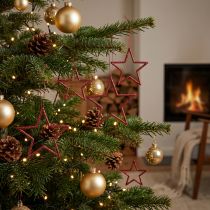 Artikel Röda julstjärnor att hänga - Glittrande julgransdekoration och festlig rumsdekoration, set om 40, 7,5 cm