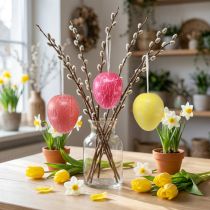 Artikel Dekorativ hängare påskägg gul/rosa/röd craquelure Ø15cm 3 st