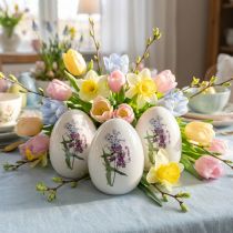 Artikel Keramiska påskägg dekoration med blomdekor 12cm 3st