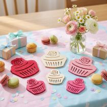 Artikel Träcupcakes bordsdekoration pastellfärger muffins födelsedagsdekoration 24 st