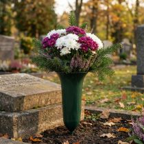 Artikel Gravvas 42cm mörkgrön vas gravdekoration sorgeflorister 5st
