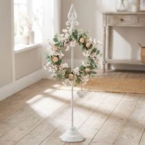 Artikel Kranshållare Shabby Chic Vit Kransställ Metall 4 Krokar H76cm
