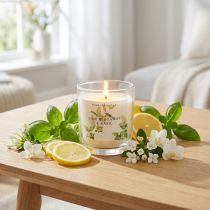 Artikel Doftljus i glas bergamott lime basilika Ø7,5cm H8,5cm