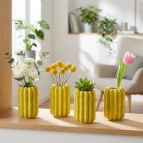 Artikel Kaktusvas i keramik, räfflad strukturdesign för modernt boende, 13 cm, 4 delar