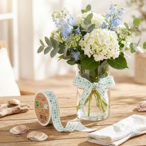 Artikel Band Turquoise Dots Maritime Cotton Ribbon 25mm 18m