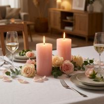 Artikel Rosa blockljus 85×150 mm, enfärgade, set om 2, perfekt för dekoration och romantik