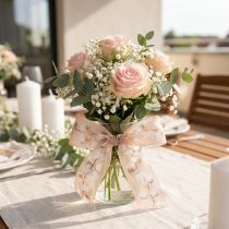 Artikel Organzaband, bomullsblommor, dekorband, rosa, 40 mm, 15 m