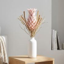 Artikel Exotisk konstgjord blomma rosa stor ananasblomma 74cm