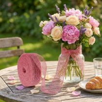 Artikel Juteband, rosa, 5 cm brett, 40 m långt
