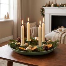 Artikel Ljusfat adventskrans grön med fyra ljusstakar 24cm