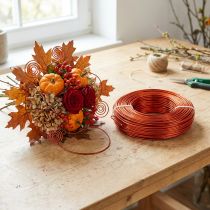 Artikel Aluminiumtråd Ø2mm, 500g, 60m i orange - Flexibel hantverkstråd för blomsterdekorationer och dekoration