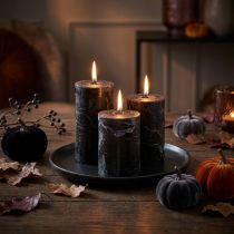 Artikel Eleganta svarta blockljus, enfärgade, 70x100mm, 4 stycken - dekoration, jul, Halloween