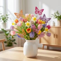 Artikel Vårdekoration blompluggar trä dekorativa fjärilar 28cm 18 st