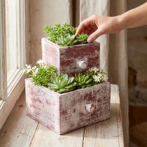 Artikel Plantlåda shabby chic dekorativ låda röd vit set om 2