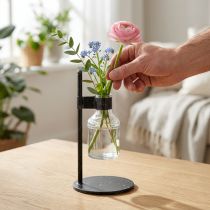 Artikel Dekorativ vas dekorativ flaskglas med metallstativ svart Ø13cm