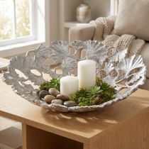 Artikel Dekorativ skål silver Ginkgo skål metall Ø43cm H11cm