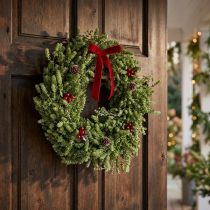 Artikel Julkransdekoration grön torkad blomkrans dörrkrans linört festlig Ø34cm