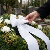 Artikel Vitt kransband, 200 mm brett, 25 m rulle, sorgband, rosettband, dekorativt band för begravningsblomster och högtider