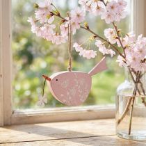 Artikel Dekorativ fågel vårdekor hängande dekoration trä rosa 15×8,5cm